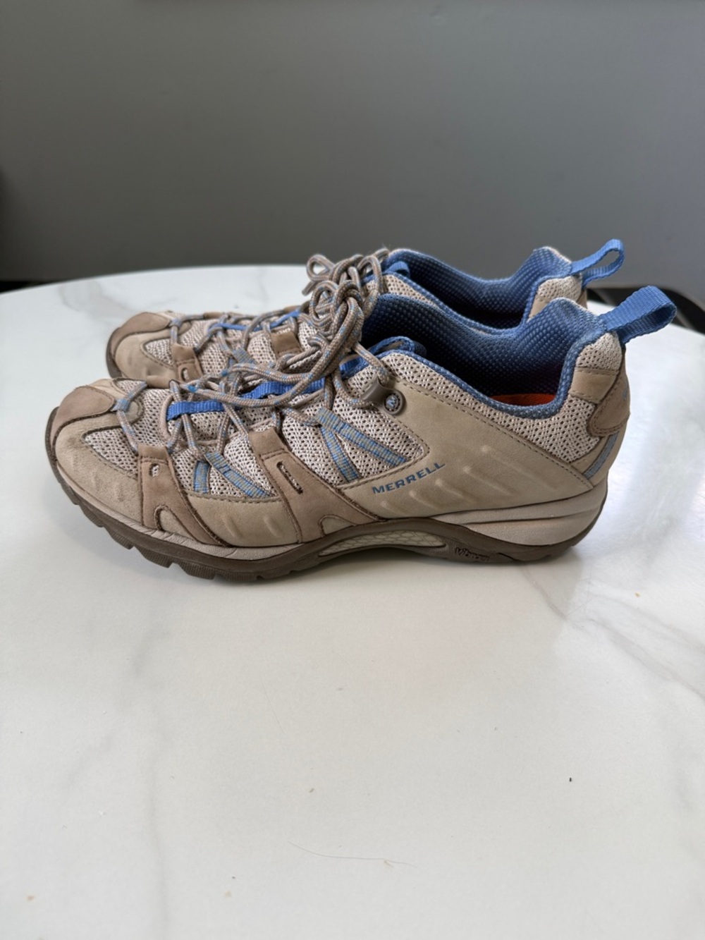 Merrell Kids Beige with Blue Accent Trail Sneakers